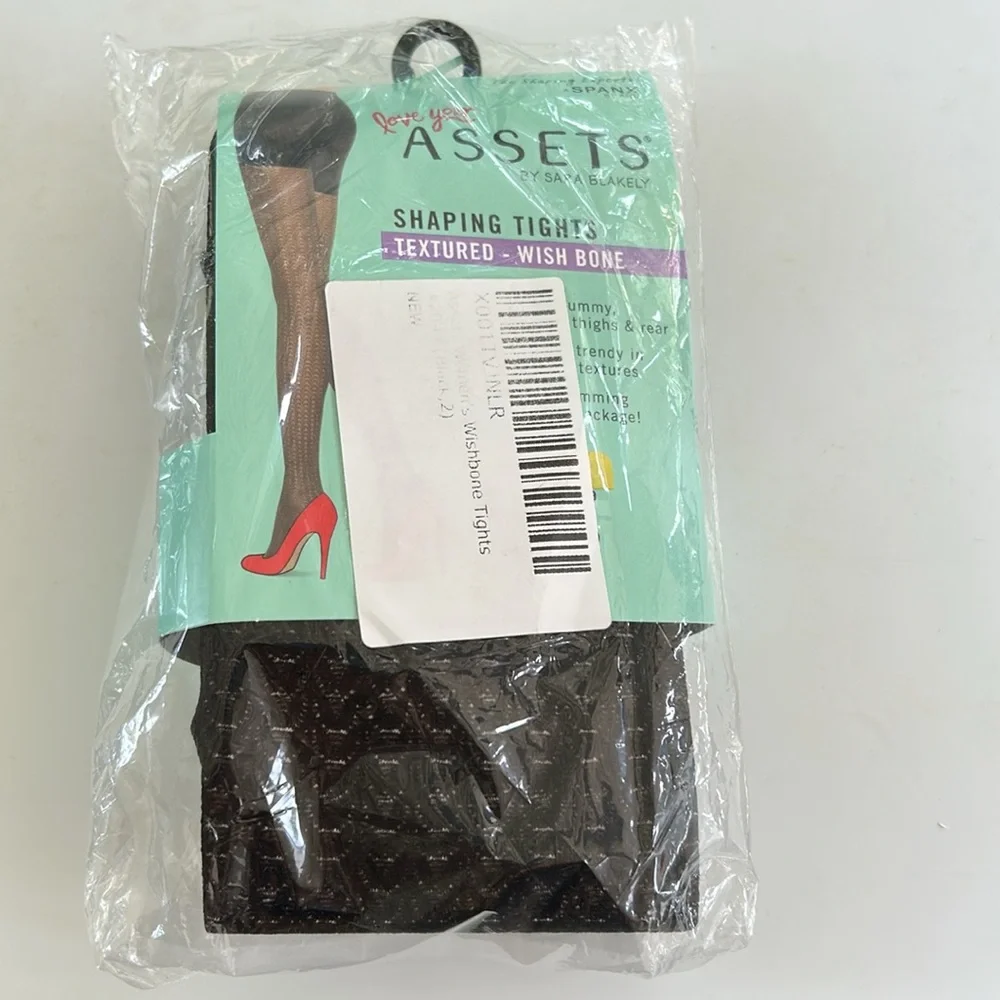Love Your Assets by Sara Blakely Textured Wish Bone Shaping Tights NWT Black 3